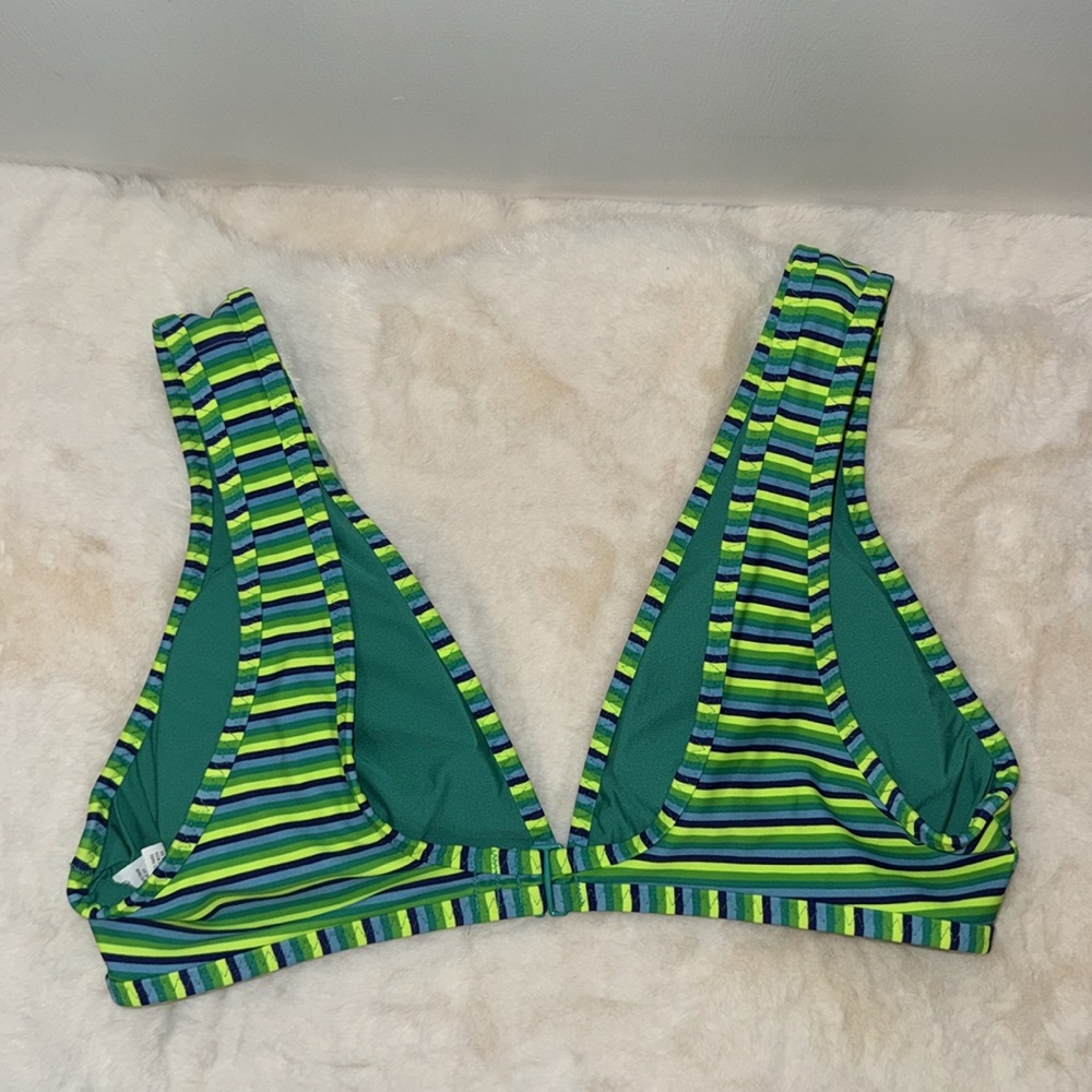 Aerie Striped Bikini SET Triangle Top L & Bikini Brief S Women’s Green & Blue - Picture 3 of 10